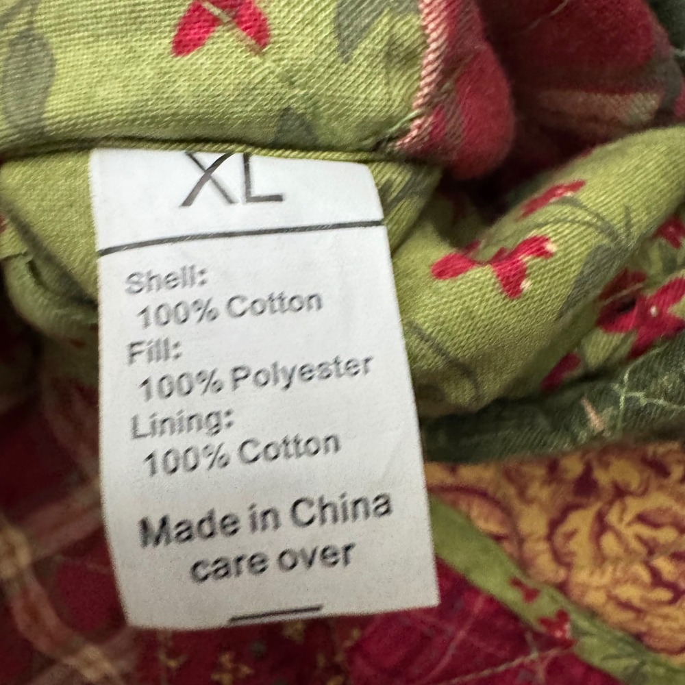 Donna Sharp Quilted Patchwork Multicolor Floral Plaid Jacket Cottagecore XL - Picture 5 of 6